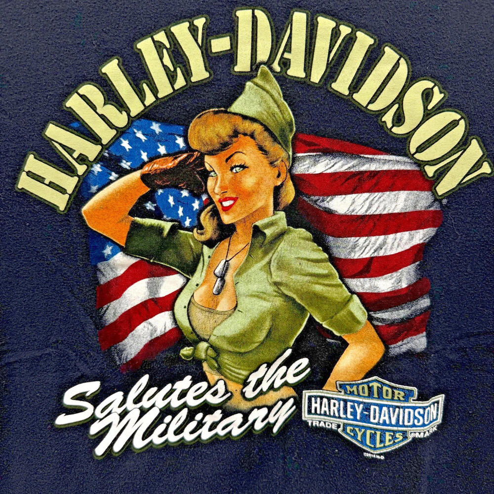 Harley Davidson Salutes The Military Large T-Shirt Black Blank Back